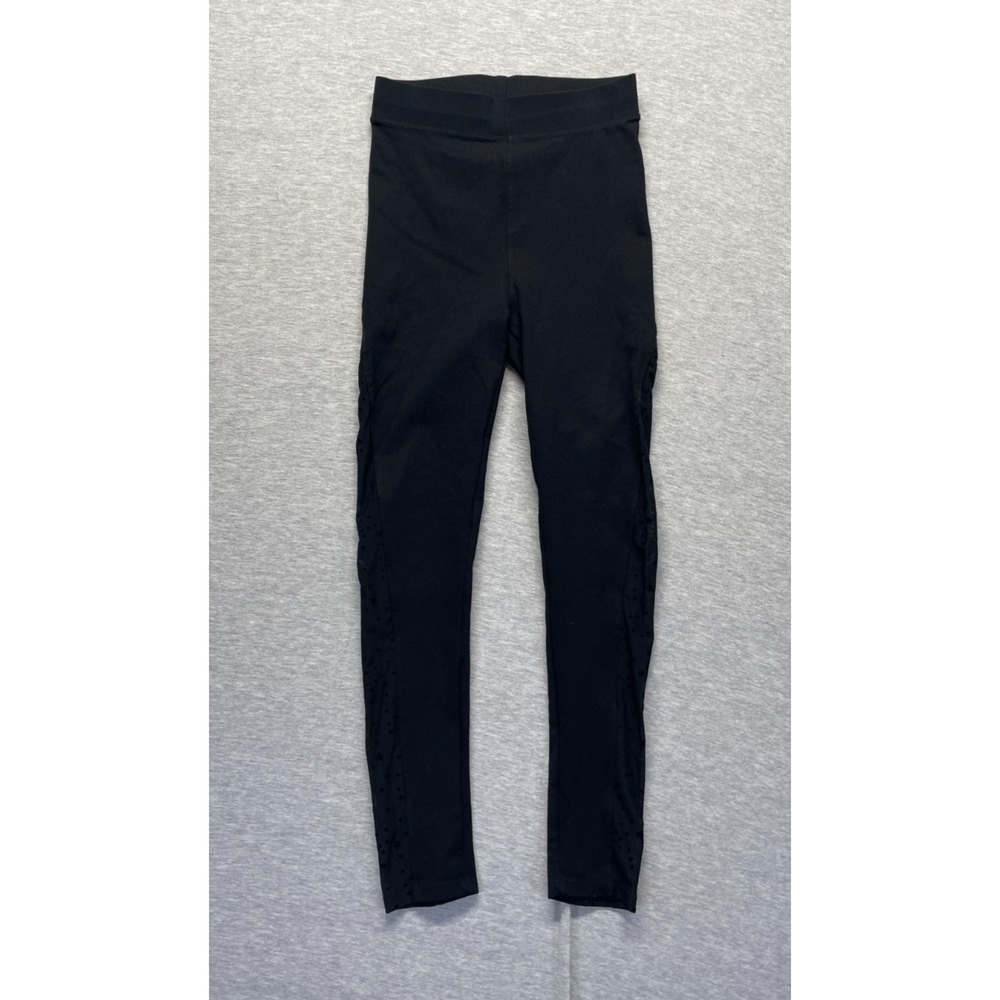 Marie France Laser Cut Ankle Leggings Womens Small Black Pull On Everyday Wear